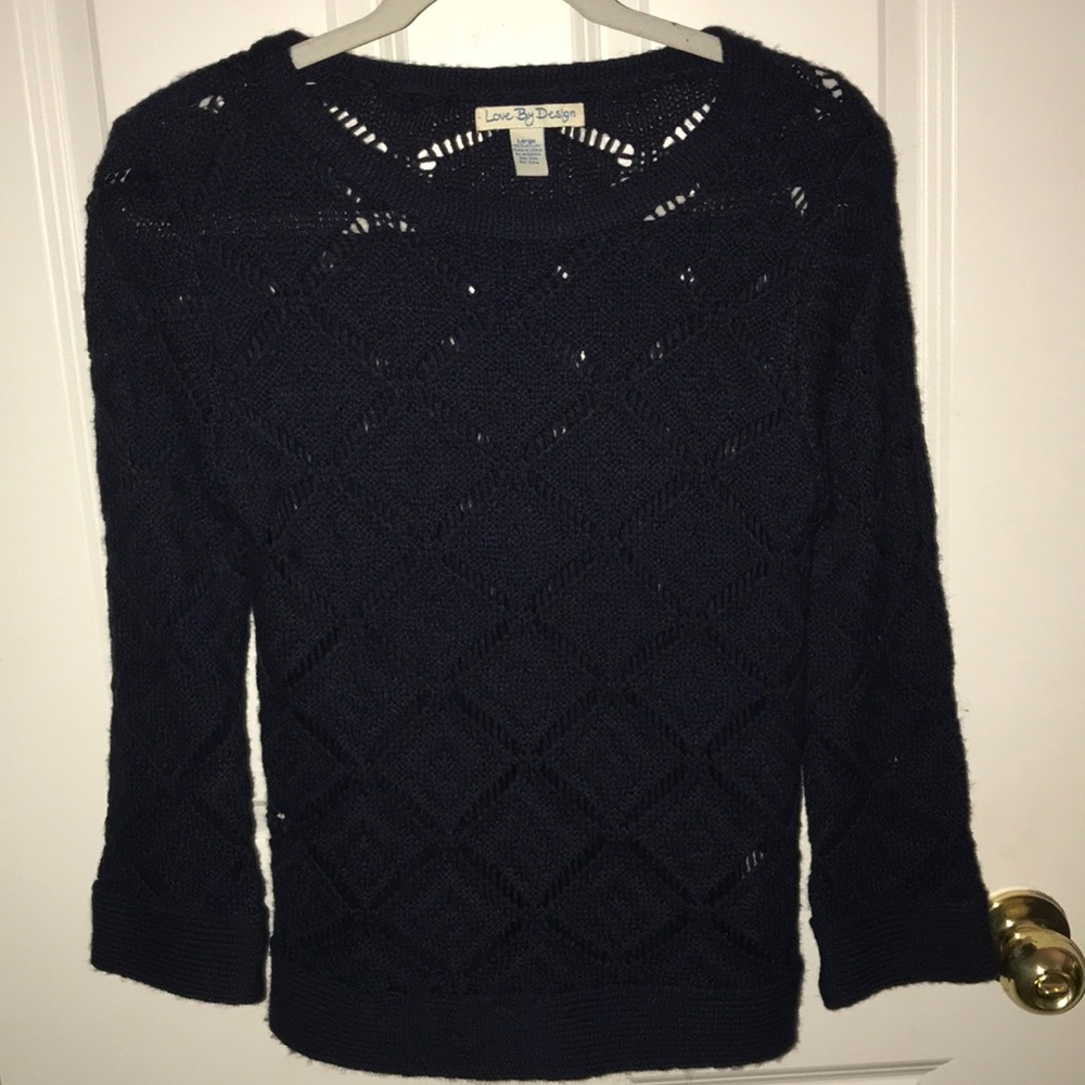 Navy Eyelet Sweater